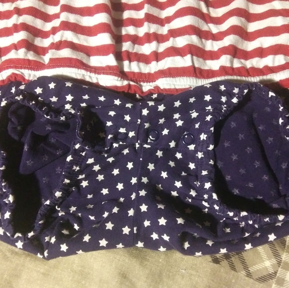 American Flag Summer Romper 4T red blue stars - Picture 5 of 5